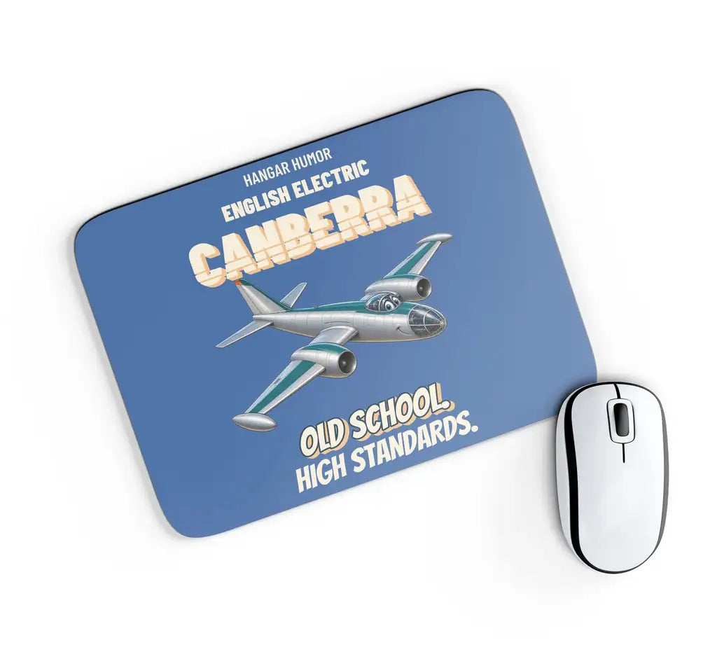 English Electric Canberra B.2 - Old school. High standards. design on blue rectangle mouse pad