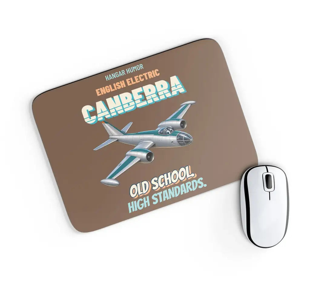 English Electric Canberra B.2 - Old school. High standards. design on brown rectangle mouse pad