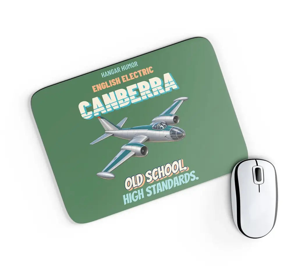 English Electric Canberra B.2 - Old school. High standards. design on green rectangle mouse pad