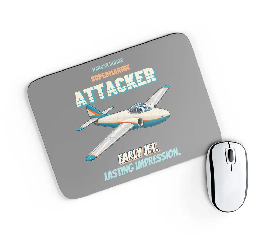 Supermarine Attacker FB.2 - Early jet. Lasting impression. design on gray rectangle mouse pad