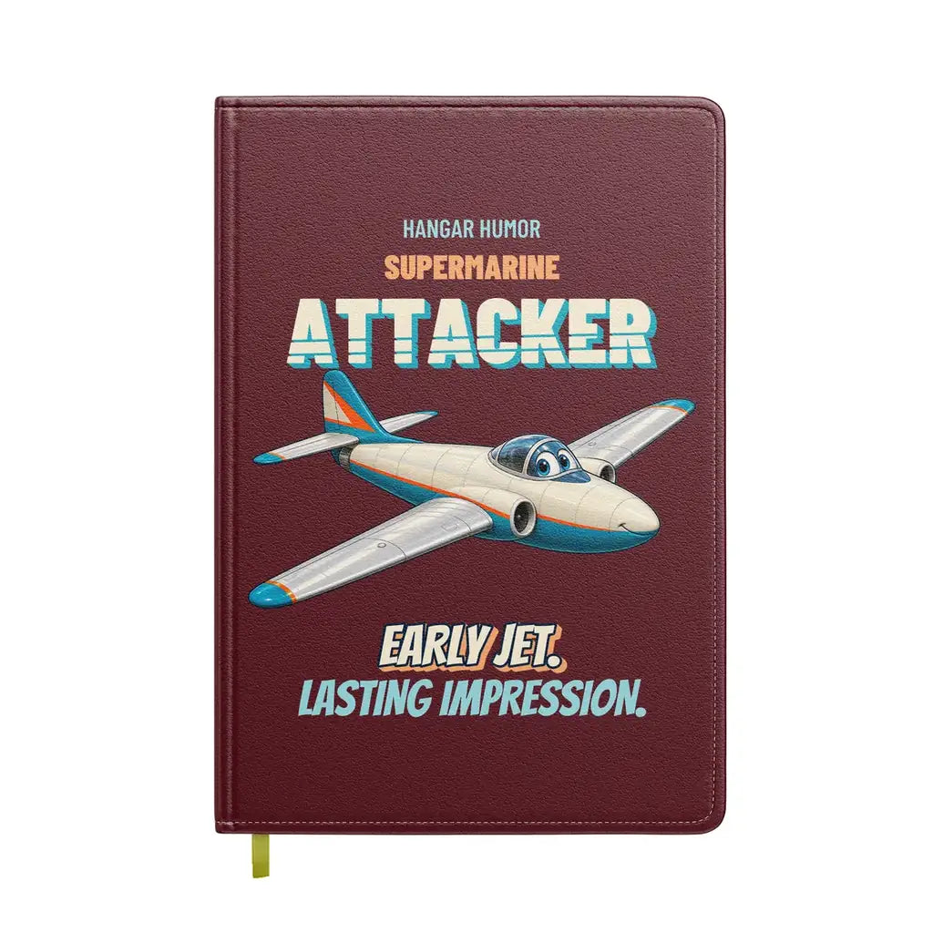 Supermarine Attacker FB.2 - Early jet. Lasting impression. design on dark red notebook