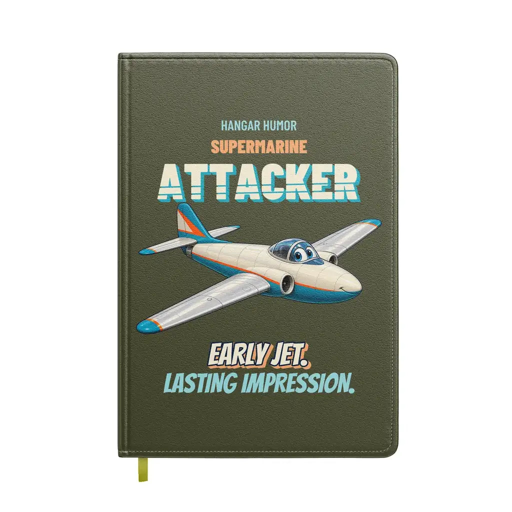 Supermarine Attacker FB.2 - Early jet. Lasting impression. design on green army notebook