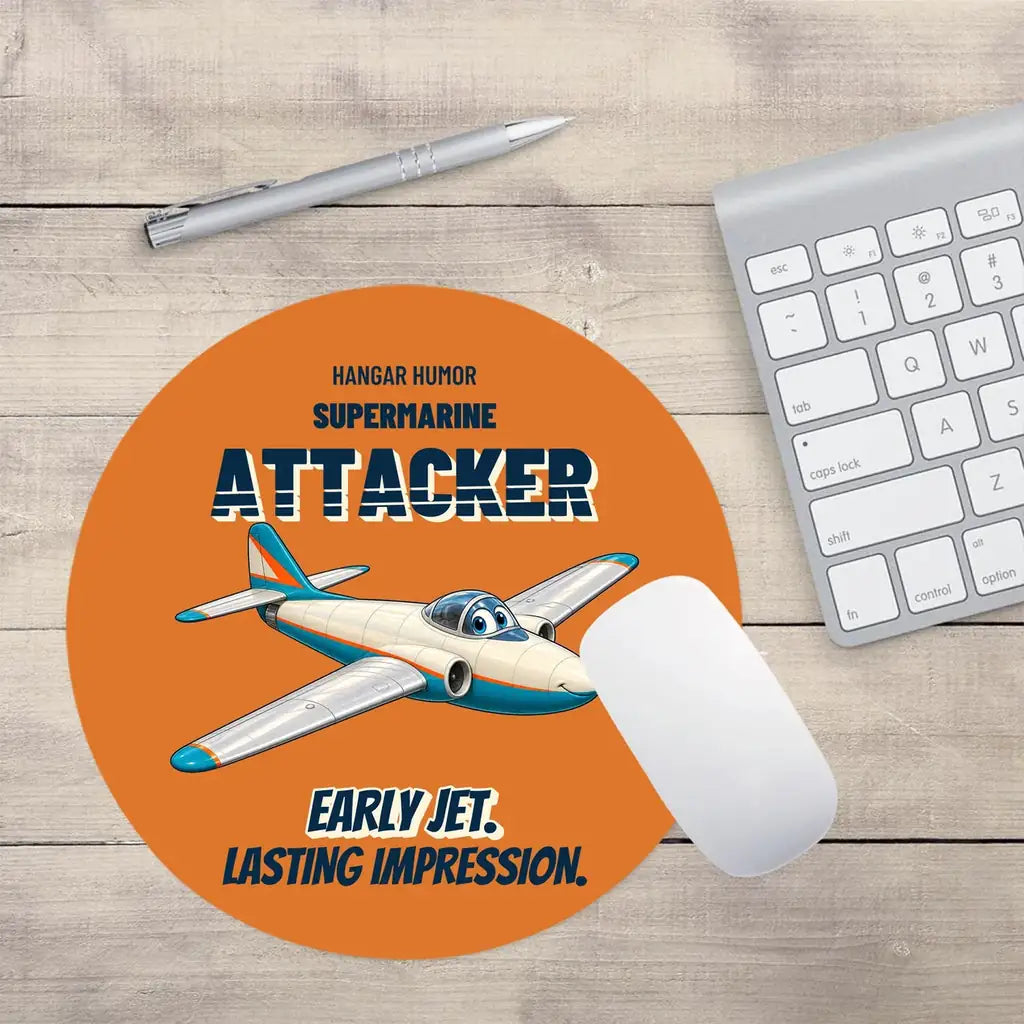 Supermarine Attacker FB.2 - Early jet. Lasting impression. design on orange round mouse pad
