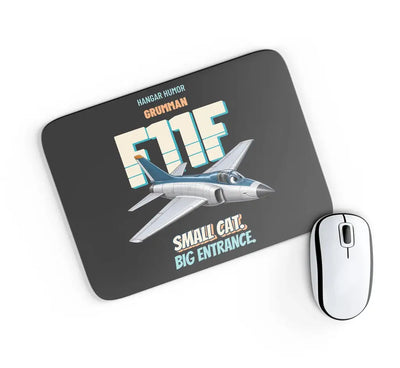 Grumman F11F-1 Tiger - Small cat. Big entrance. design on black rectangle mouse pad