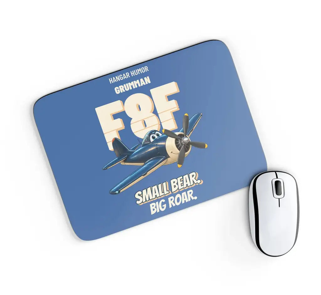 Grumman F8F-1 Bearcat - Small bear. Big roar. design on blue rectangle mouse pad