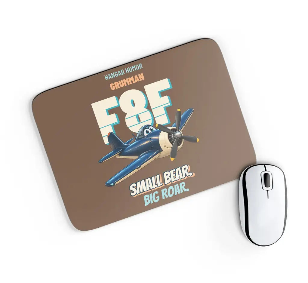 Grumman F8F-1 Bearcat - Small bear. Big roar. design on brown rectangle mouse pad