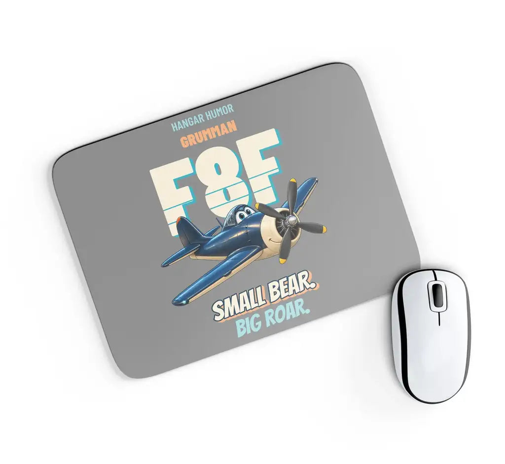 Grumman F8F-1 Bearcat - Small bear. Big roar. design on gray rectangle mouse pad