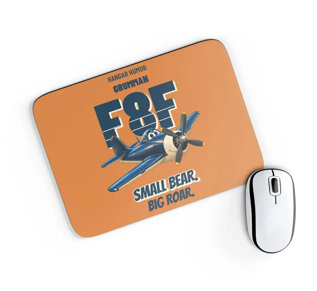 Grumman F8F-1 Bearcat - Small bear. Big roar. design on orange rectangle mouse pad