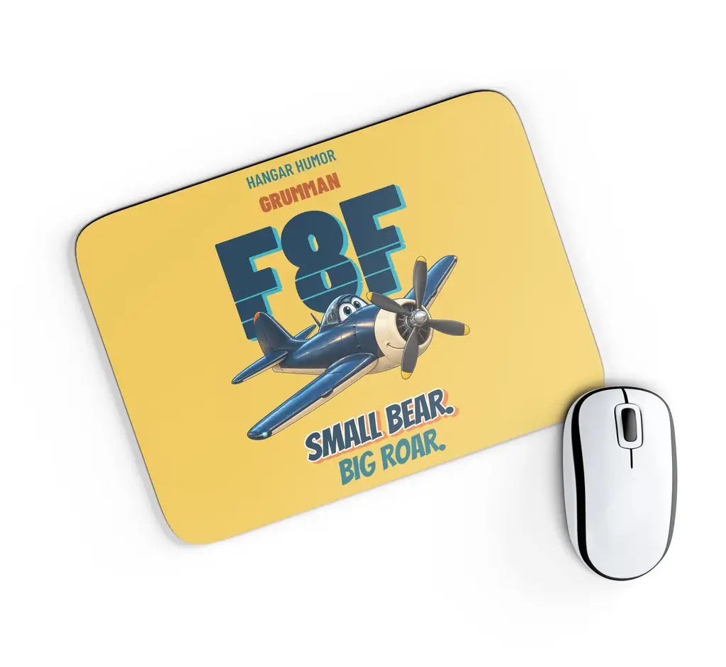 Grumman F8F-1 Bearcat - Small bear. Big roar. design on yellow rectangle mouse pad