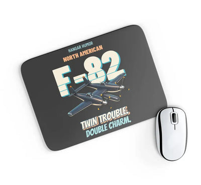 North American F-82G Twin Mustang - Twin trouble. Double charm. design on black rectangle mouse pad