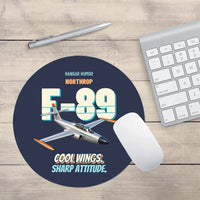 Thumbnail for Northrop F-89J Scorpion - Cool wings. Sharp attitude. design on navy blue round mouse pad