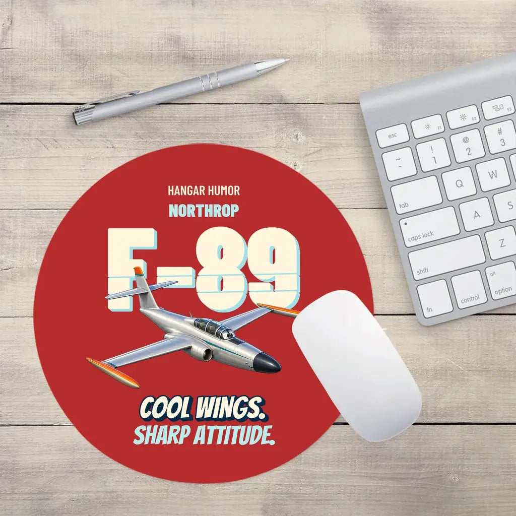Northrop F-89J Scorpion - Cool wings. Sharp attitude. design on red round mouse pad