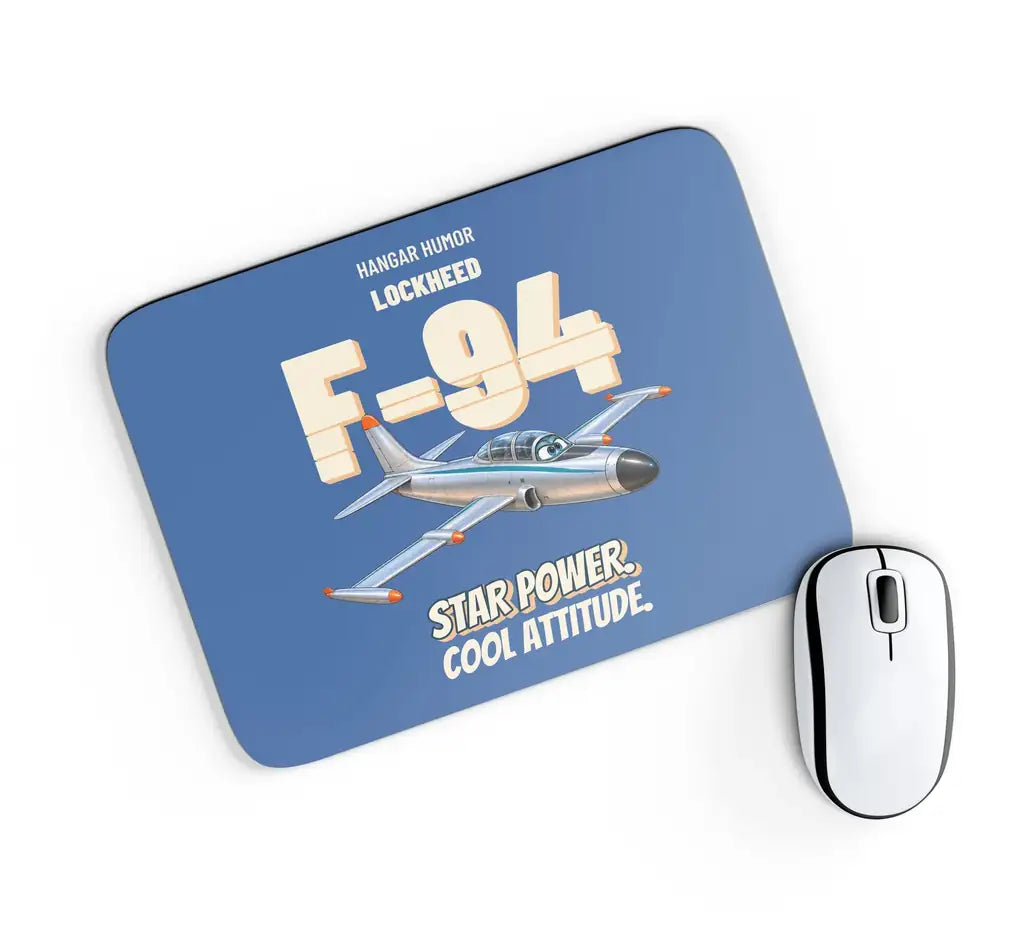 Lockheed F-94C Starfire - Star power. Cool attitude. design on blue rectangle mouse pad