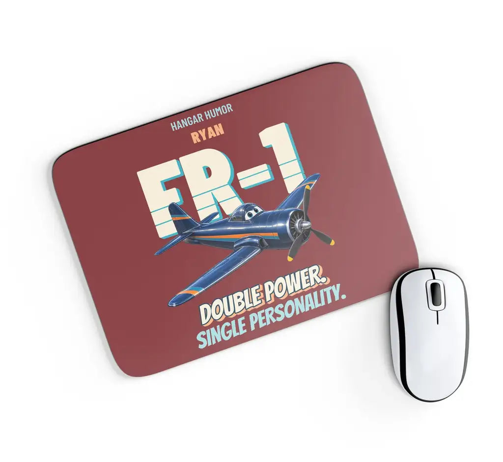 Ryan FR-1 Fireball - Double power. Single personality. design on dark red rectangle mouse pad