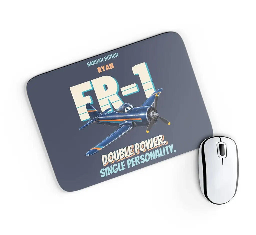 Ryan FR-1 Fireball - Double power. Single personality. design on navy blue rectangle mouse pad