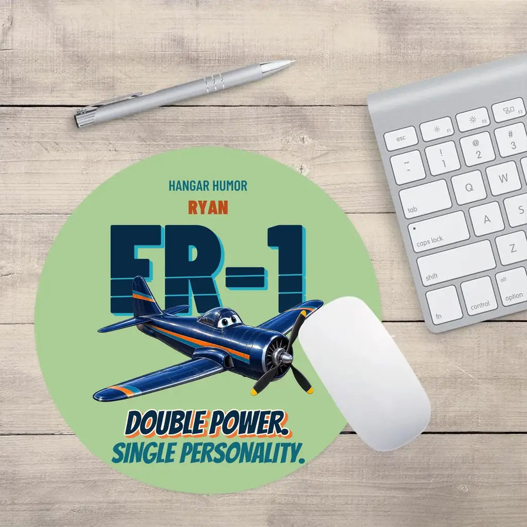 Ryan FR-1 Fireball - Double power. Single personality. design on light green round mouse pad