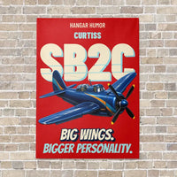 Thumbnail for Curtiss SB2C-5 Helldiver - Big wings. Bigger personality. vertical canvas print - no frame - red background