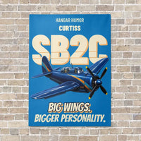 Thumbnail for Curtiss SB2C-5 Helldiver - Big wings. Bigger personality. vertical canvas print - no frame - turquoise background