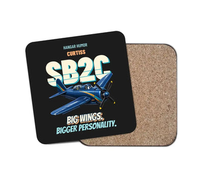 Curtiss SB2C-5 Helldiver - Big wings. Bigger personality. design on black 1 piece coaster
