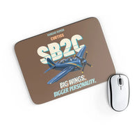 Thumbnail for Curtiss SB2C-5 Helldiver - Big wings. Bigger personality. design on brown rectangle mouse pad
