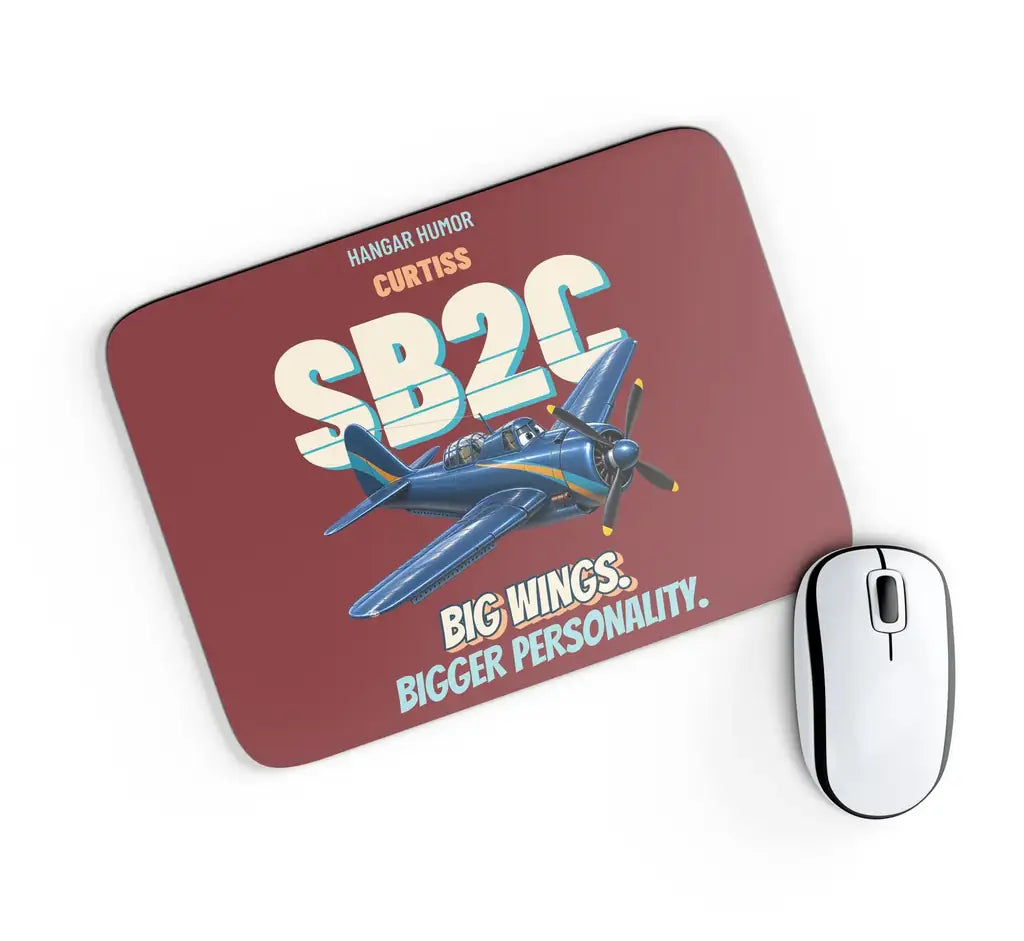 Curtiss SB2C-5 Helldiver - Big wings. Bigger personality. design on dark red rectangle mouse pad