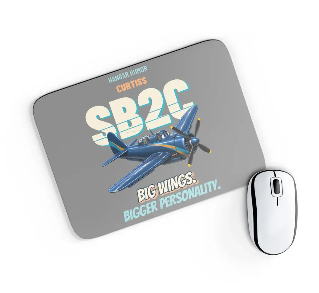 Curtiss SB2C-5 Helldiver - Big wings. Bigger personality. design on gray rectangle mouse pad