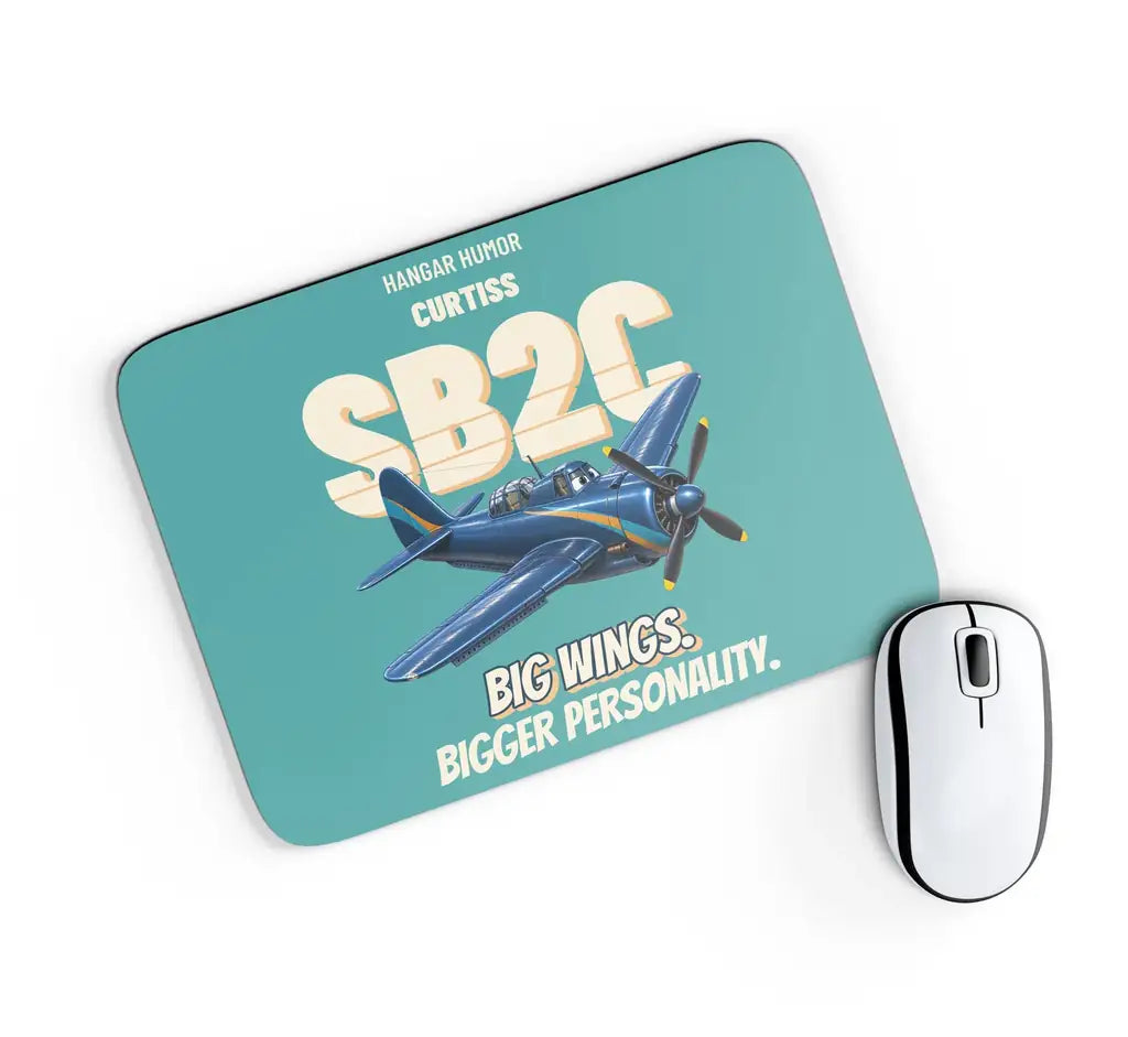 Curtiss SB2C-5 Helldiver - Big wings. Bigger personality. design on turquoise rectangle mouse pad