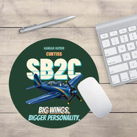 Thumbnail for Curtiss SB2C-5 Helldiver - Big wings. Bigger personality. design on dark green round mouse pad