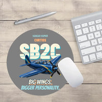 Thumbnail for Curtiss SB2C-5 Helldiver - Big wings. Bigger personality. design on gray round mouse pad