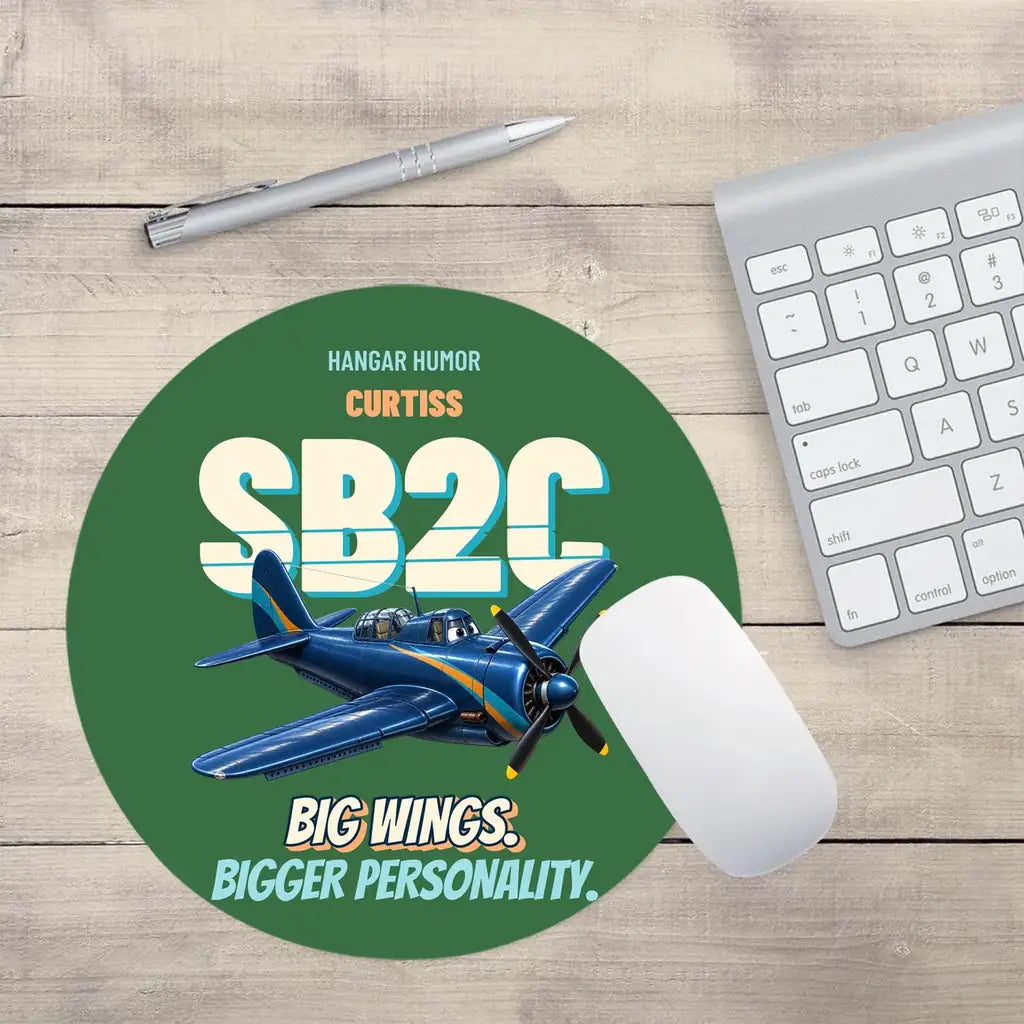 Curtiss SB2C-5 Helldiver - Big wings. Bigger personality. design on green round mouse pad