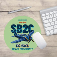 Thumbnail for Curtiss SB2C-5 Helldiver - Big wings. Bigger personality. design on light green round mouse pad