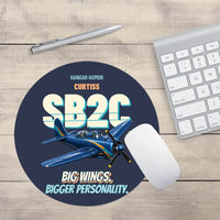 Thumbnail for Curtiss SB2C-5 Helldiver - Big wings. Bigger personality. design on navy blue round mouse pad