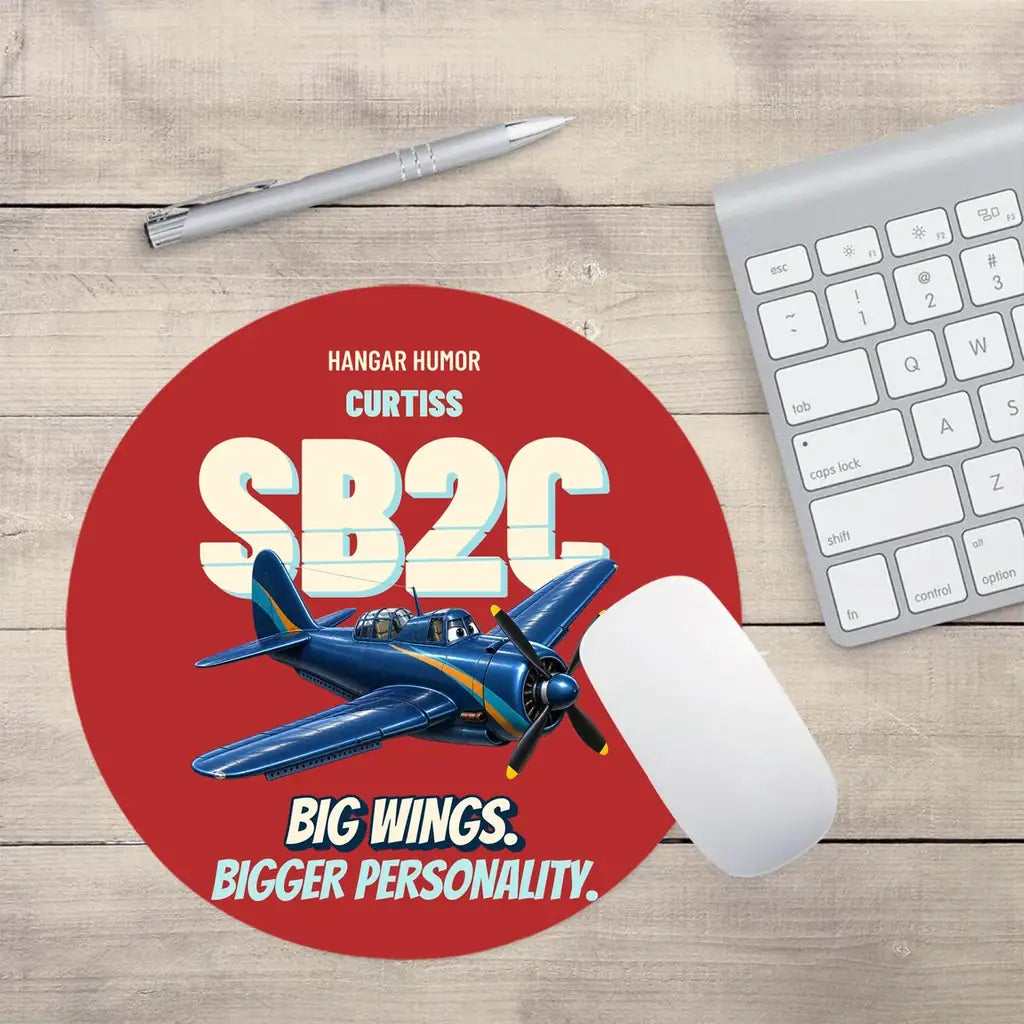 Curtiss SB2C-5 Helldiver - Big wings. Bigger personality. design on red round mouse pad