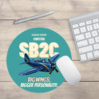 Thumbnail for Curtiss SB2C-5 Helldiver - Big wings. Bigger personality. design on turquoise round mouse pad