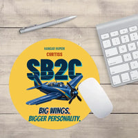 Thumbnail for Curtiss SB2C-5 Helldiver - Big wings. Bigger personality. design on yellow round mouse pad