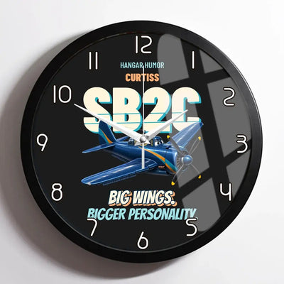 Curtiss SB2C-5 Helldiver - Big wings. Bigger personality. design on black framed wall clock