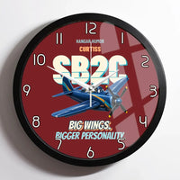 Thumbnail for Curtiss SB2C-5 Helldiver - Big wings. Bigger personality. design on dark red framed wall clock