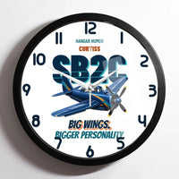 Thumbnail for Curtiss SB2C-5 Helldiver - Big wings. Bigger personality. design on white framed wall clock
