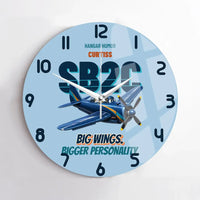 Thumbnail for Curtiss SB2C-5 Helldiver - Big wings. Bigger personality. design on light blue no frame wall clock