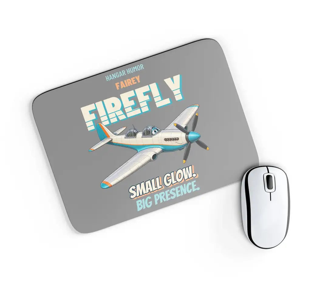 Fairey Firefly FR.5 - Small glow. Big presence. design on gray rectangle mouse pad
