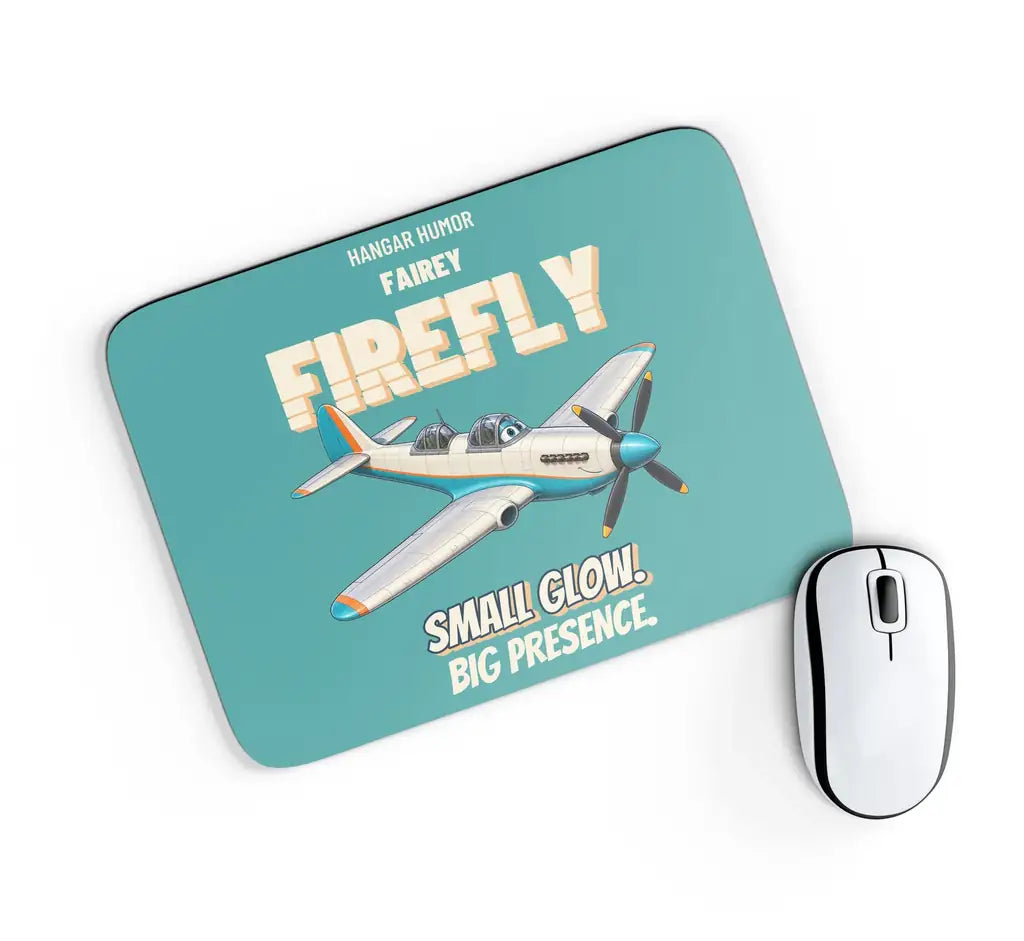 Fairey Firefly FR.5 - Small glow. Big presence. design on turquoise rectangle mouse pad