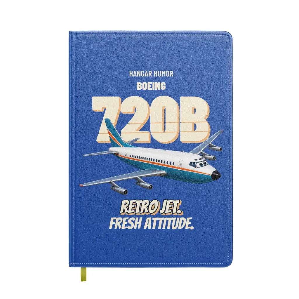 Boeing 720B - Retro jet. Fresh attitude. design on blue notebook