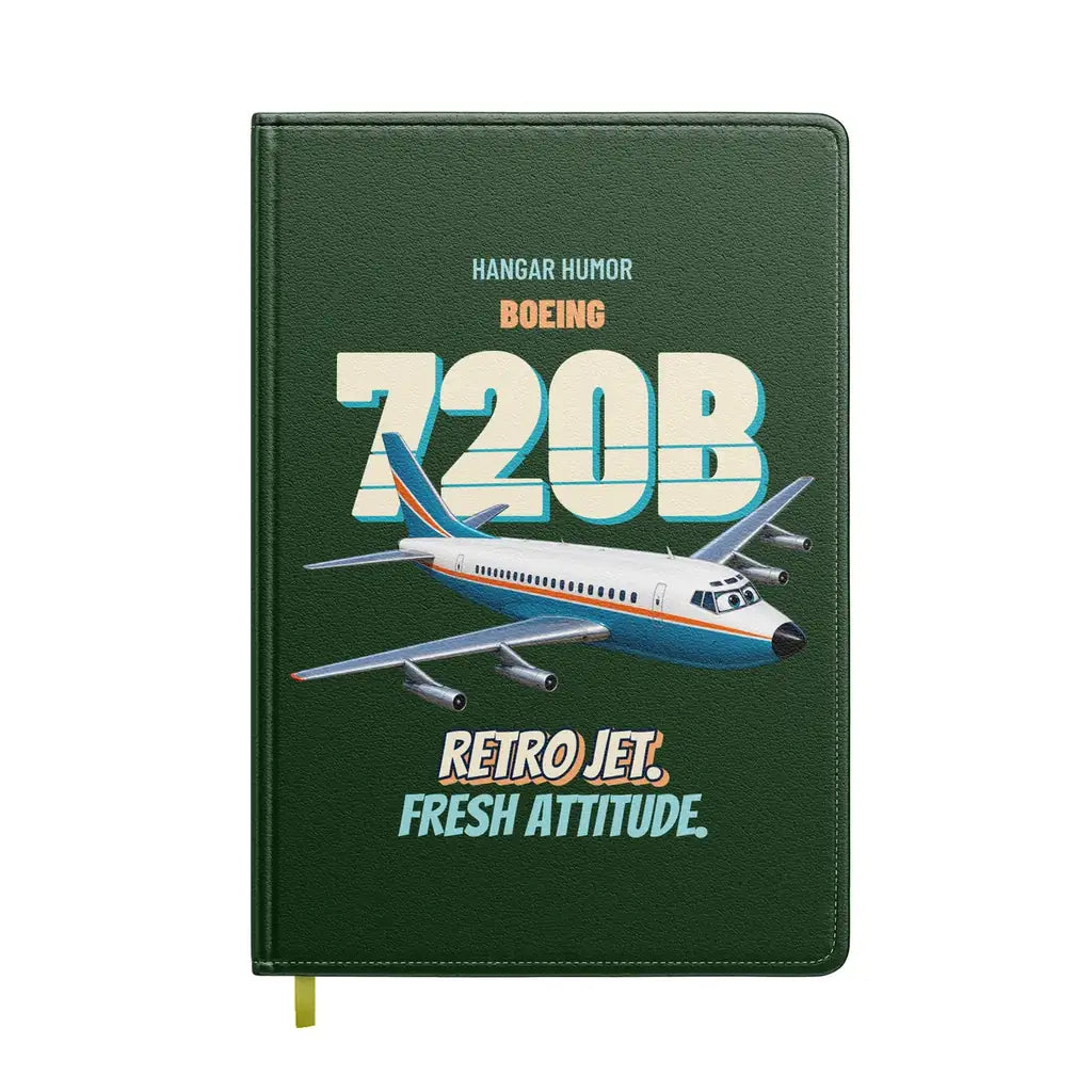 Boeing 720B - Retro jet. Fresh attitude. design on dark green notebook