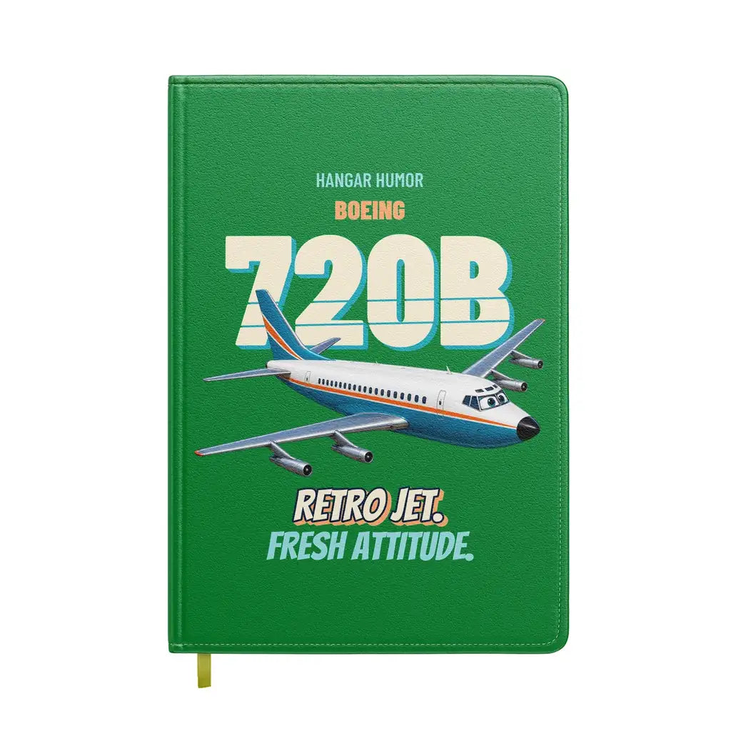 Boeing 720B - Retro jet. Fresh attitude. design on green notebook