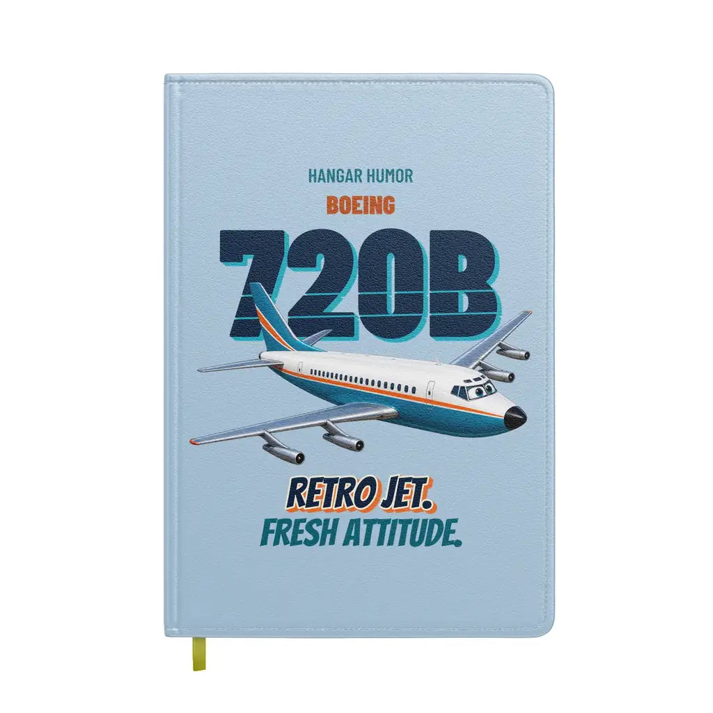 Boeing 720B - Retro jet. Fresh attitude. design on light blue notebook