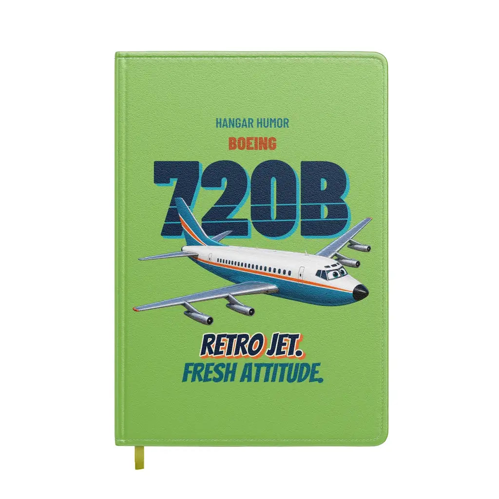 Boeing 720B - Retro jet. Fresh attitude. design on light green notebook