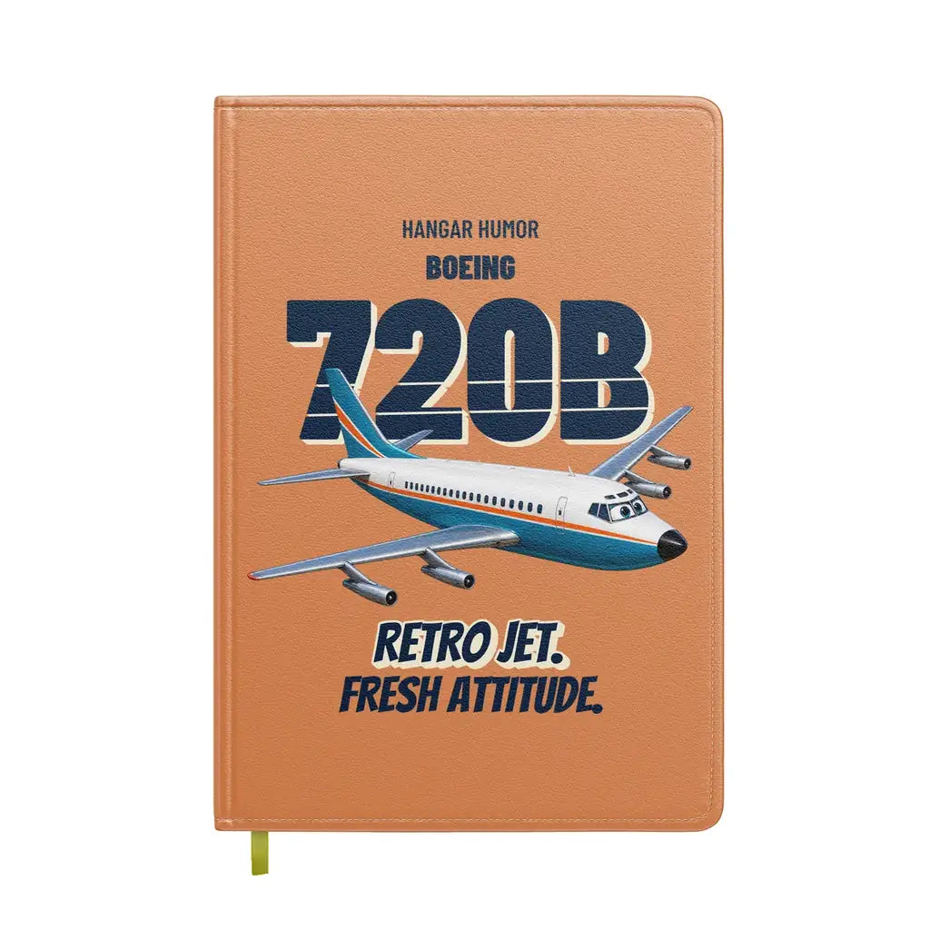 Boeing 720B - Retro jet. Fresh attitude. design on orange notebook