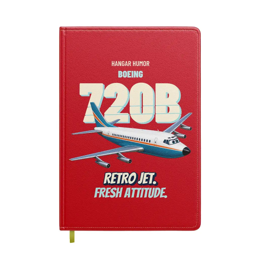 Boeing 720B - Retro jet. Fresh attitude. design on red notebook