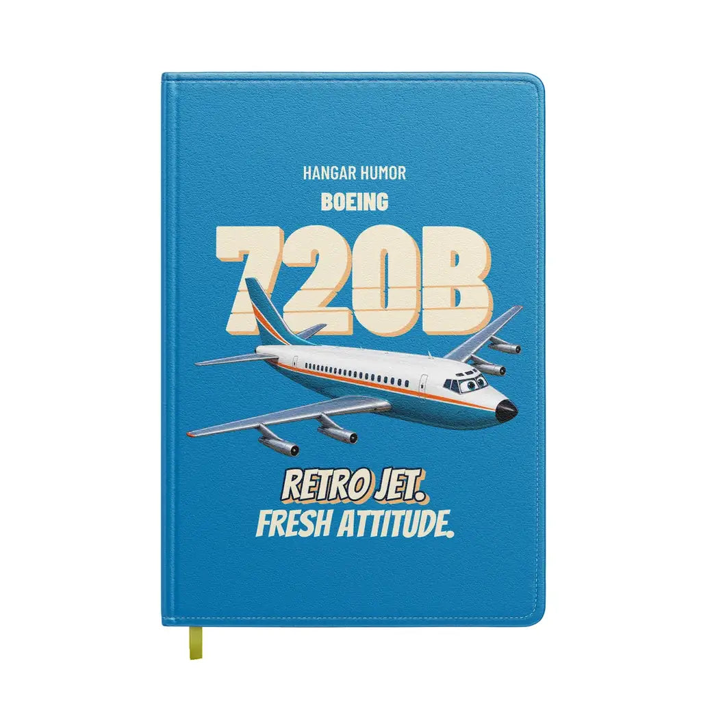 Boeing 720B - Retro jet. Fresh attitude. design on turquoise notebook