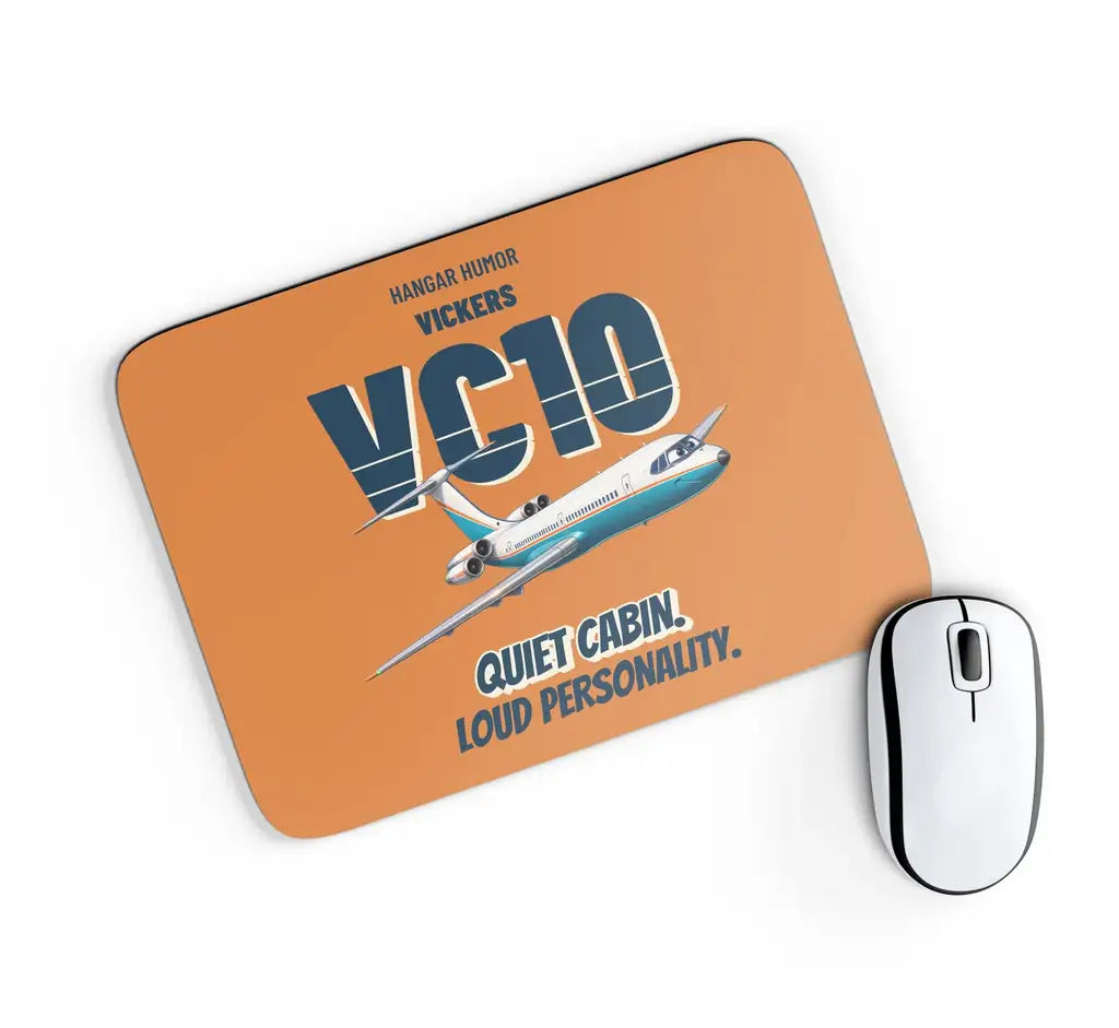 Vickers VC10 - Quiet cabin. Loud personality. design on orange rectangle mouse pad